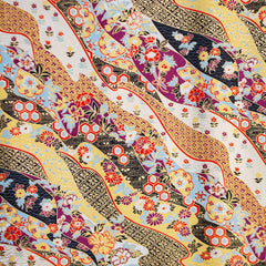 Yuzen Yellow Cream and Black with Red Flowers KD-6840