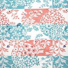Yuzen Teal and Coral Floral Stripes YP-8562