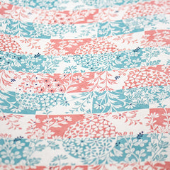 Yuzen Teal and Coral Floral Stripes YP-8562