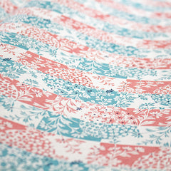Yuzen Teal and Coral Floral Stripes YP-8562