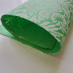 NP-FKG Lokta Off-white Floral on Kelly Green
