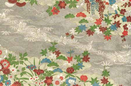 Yuzen Gray Butterflies and Fall Foliage KP-172