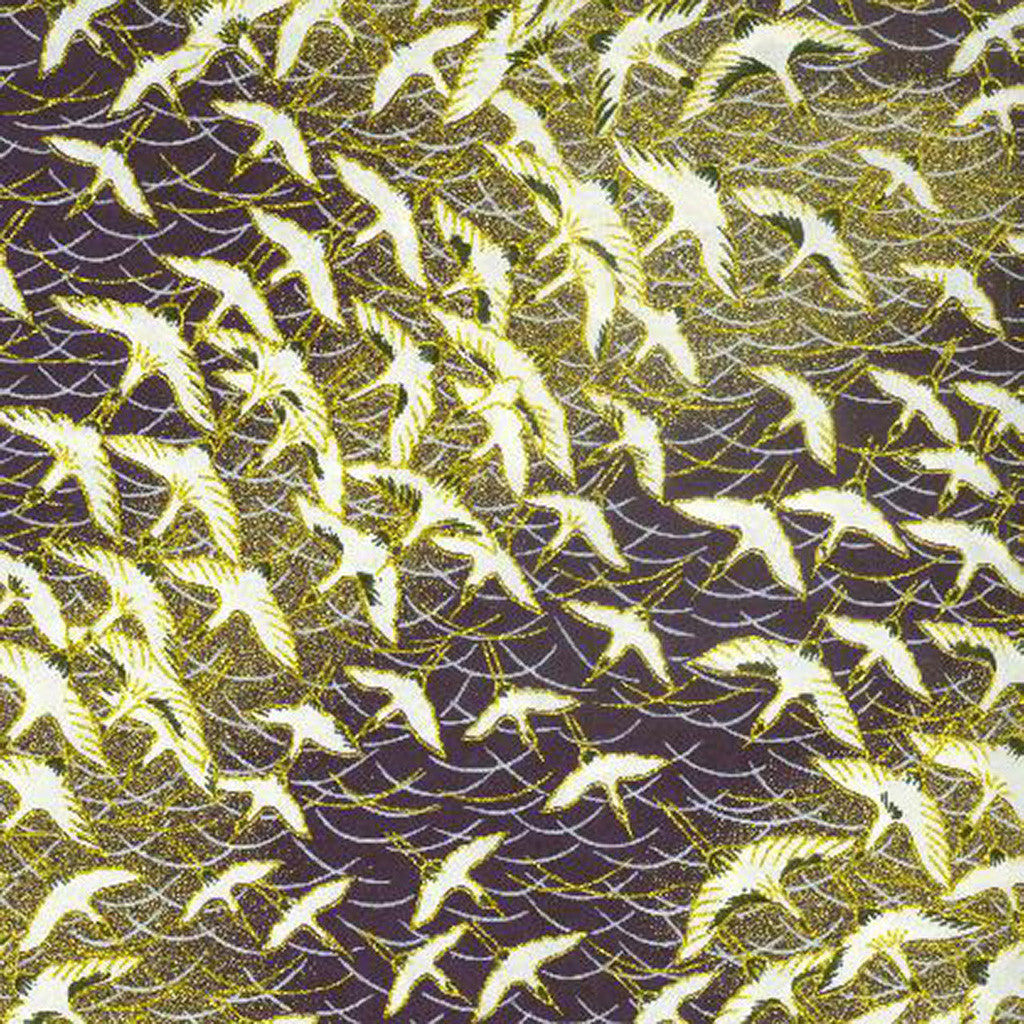 Yuzen Purple with Waves of Cranes KYO-5536