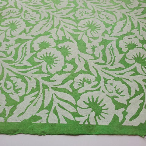 NP-FKG Lokta Off-white Floral on Kelly Green