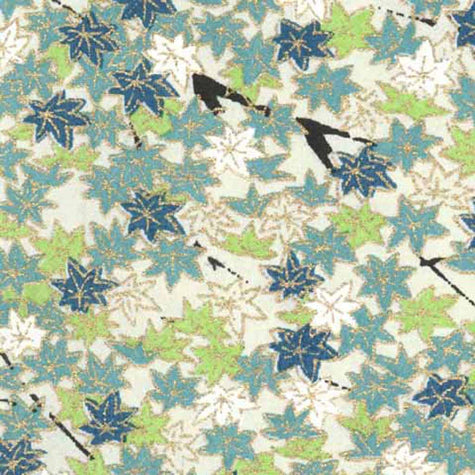 Yuzen Aqua blues and greens Maple Leaves YBS-1B