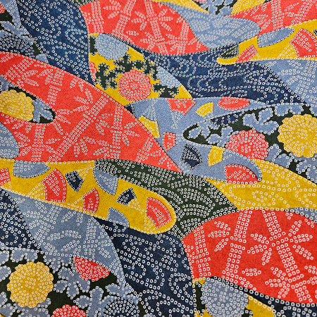 Yuzen Blue, Red and Yellow Patchwork Shibori KA-1470