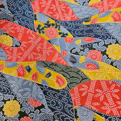Yuzen Blue, Red and Yellow Patchwork Shibori KA-1470