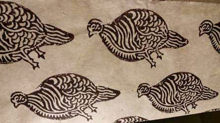 NP-GHens Vintage Lokta Woodblock Guinea Hens