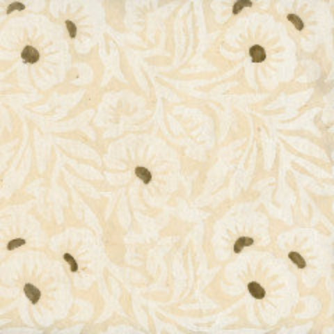 Lokta Off-White Floral on Natural with Gold Dot-NP-FN/G