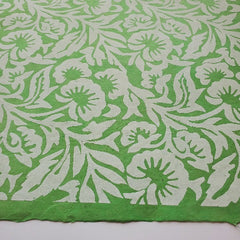 Lokta Off White Floral on Kelly Green