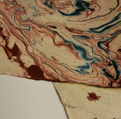 Marbled Lokta-Red and Blue on Natural